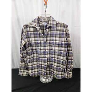 Carhartt Women's Purple Plaid Flannel Shirt Size S 4/6 Long Sleeve Workwear